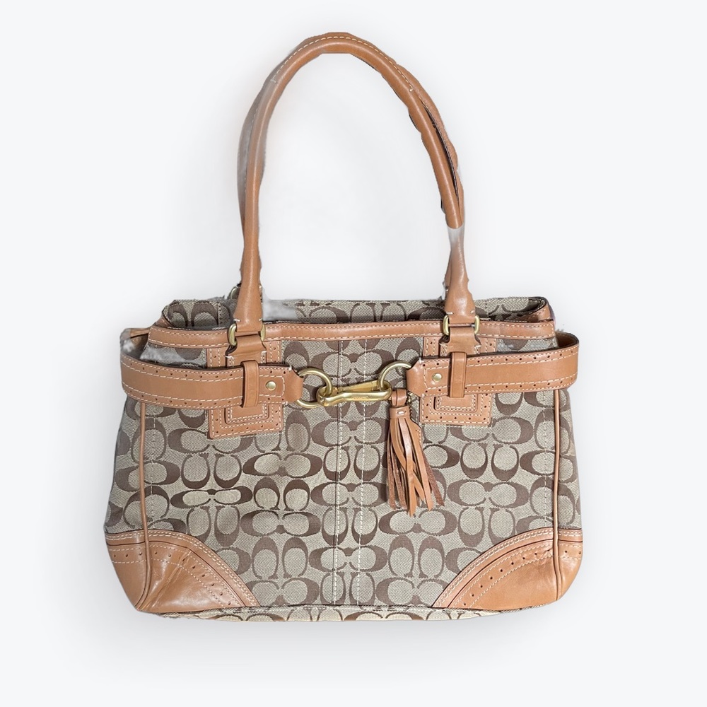 COACH 10508 Brown Leather Signature Carryall Bag | NEVER USED